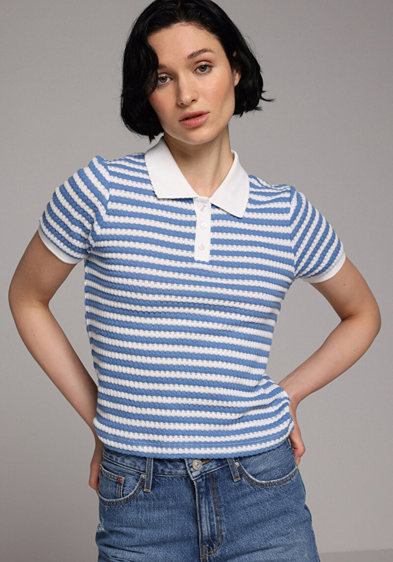 Зображення Теніска Поло З Коротким Рукавом Жіноча Блакитна