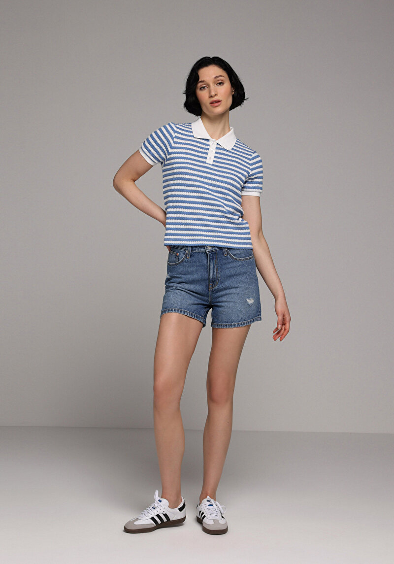 Зображення Теніска Поло З Коротким Рукавом Жіноча Блакитна