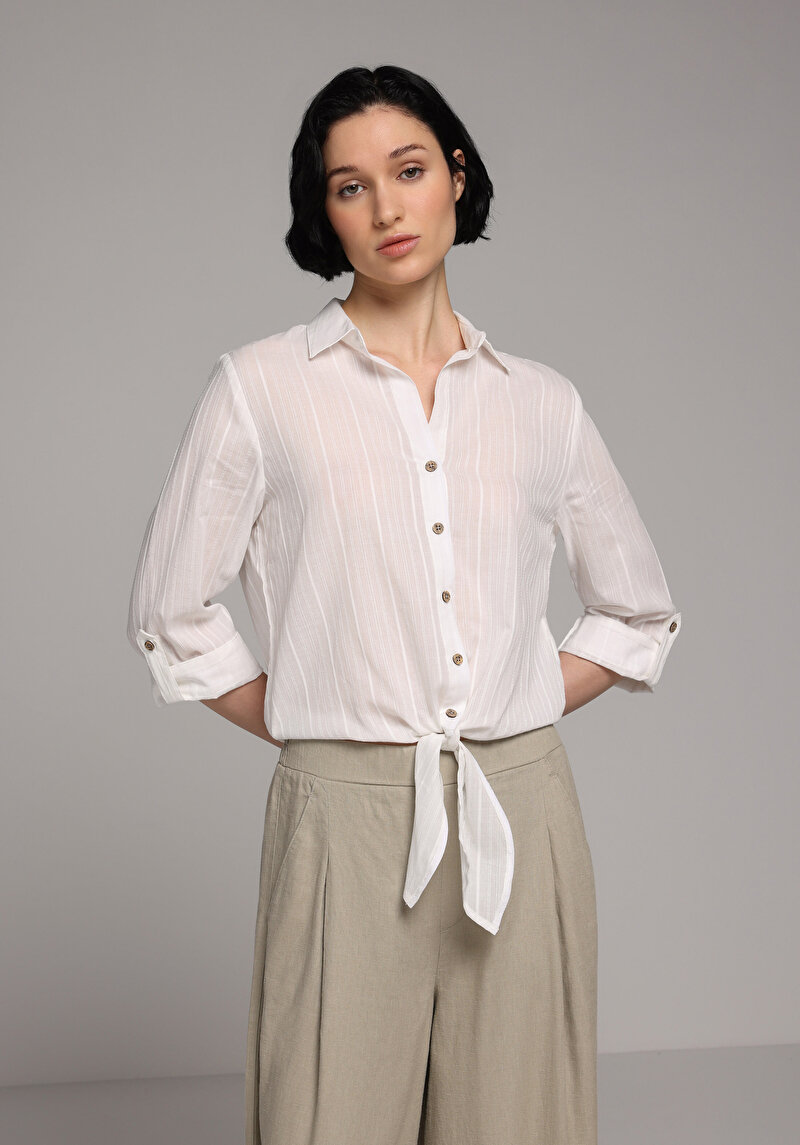 Зображення Сорочка З Довгим Рукавом Жіноча Біла