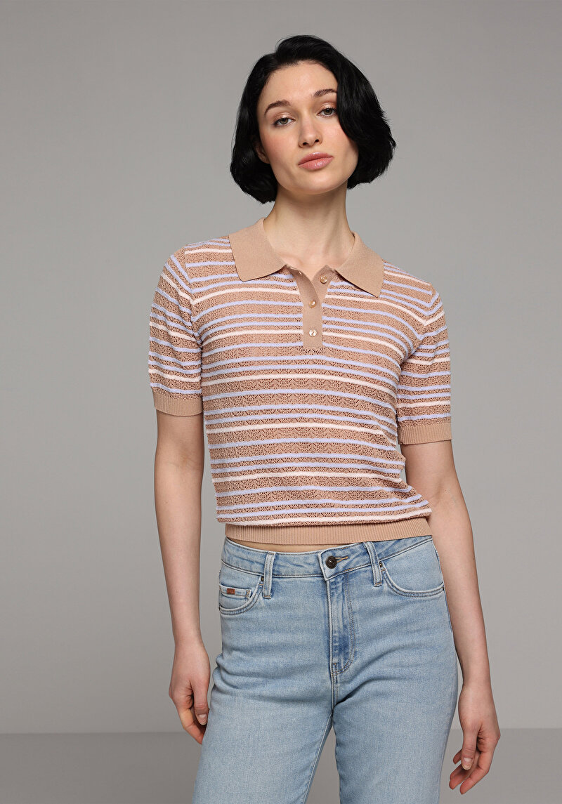 Зображення Светр Із Коротким Рукавом Жіночий Бежевий