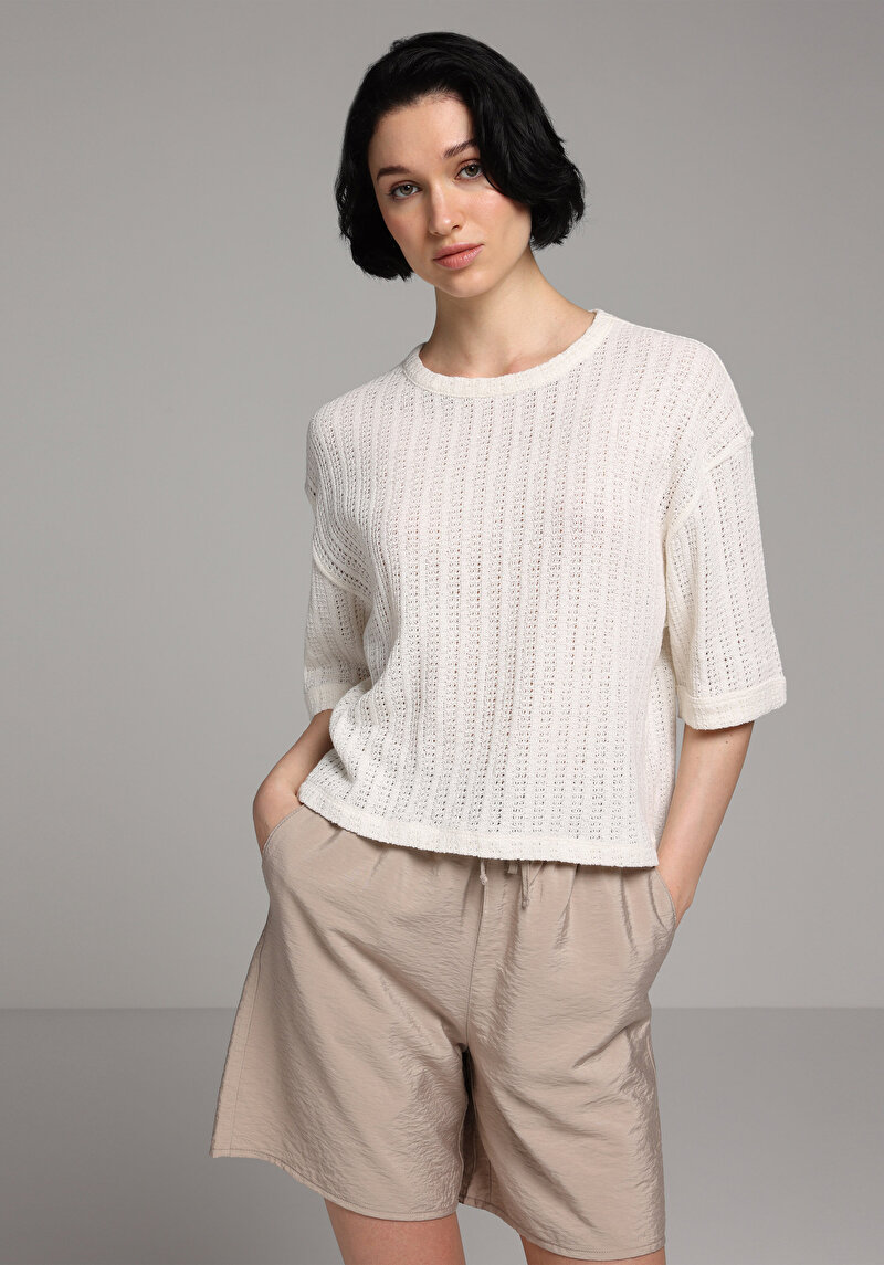 Зображення Светр Із Коротким Рукавом Жіночий Бежевий