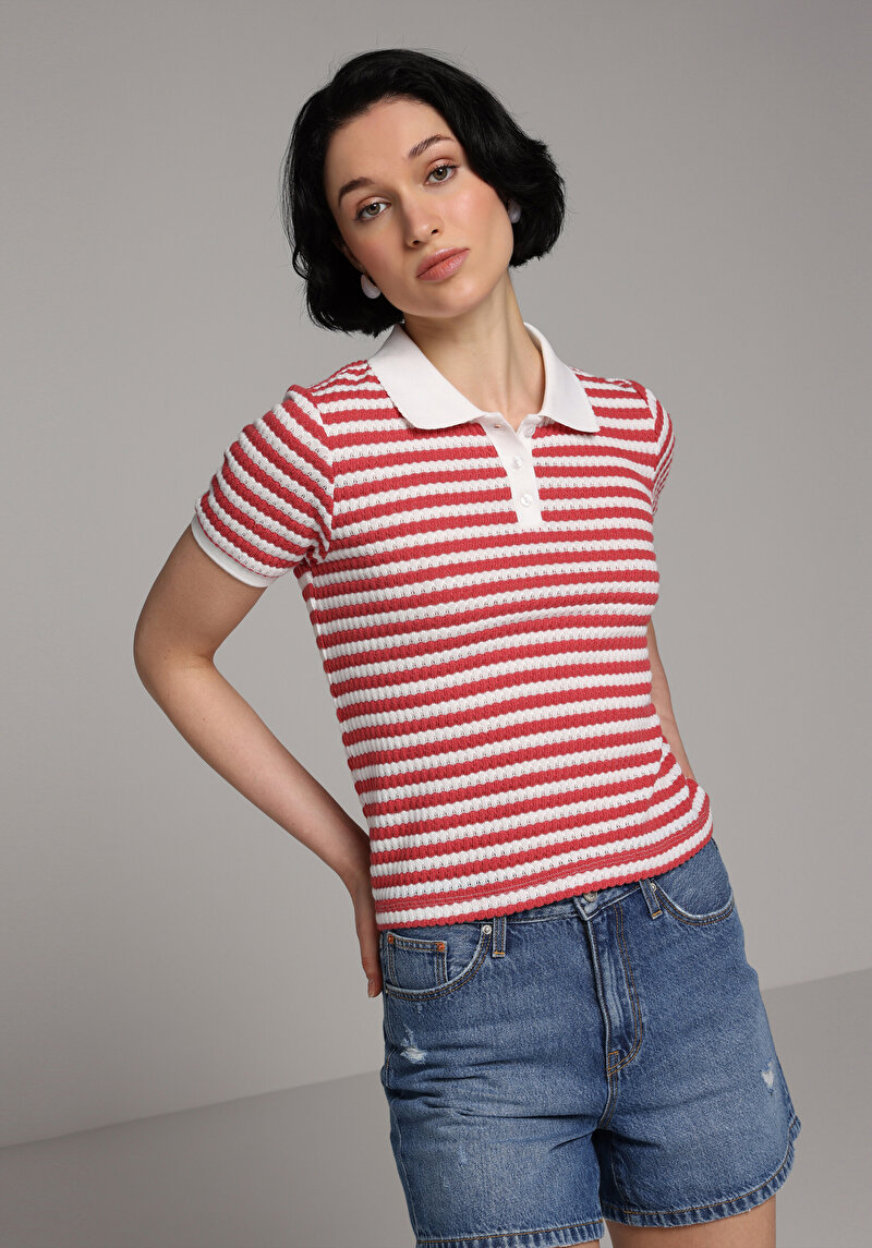 Зображення Теніска Поло З Коротким Рукавом Жіноча Червона