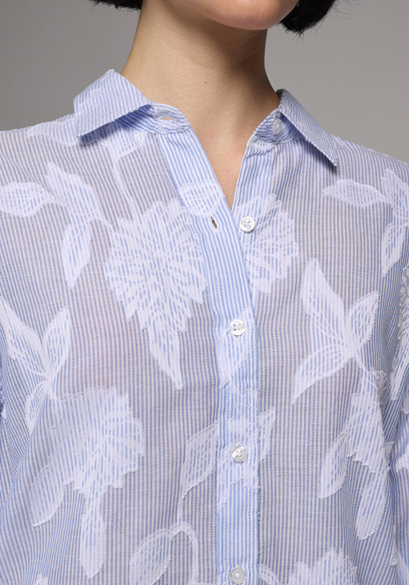 Зображення Сорочка З Довгим Рукавом Жіноча Блакитна