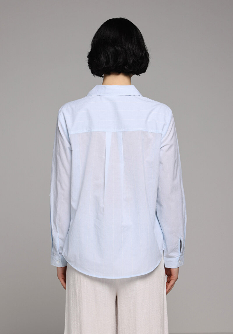 Зображення Сорочка З Довгим Рукавом Жіноча Блакитна