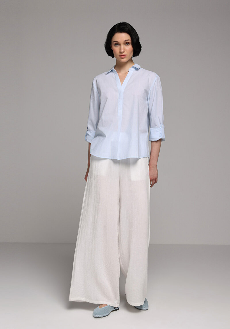 Зображення Сорочка З Довгим Рукавом Жіноча Блакитна