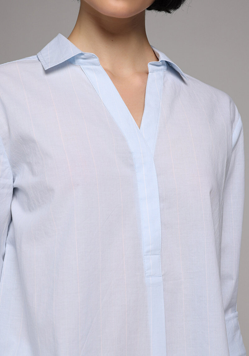 Зображення Сорочка З Довгим Рукавом Жіноча Блакитна