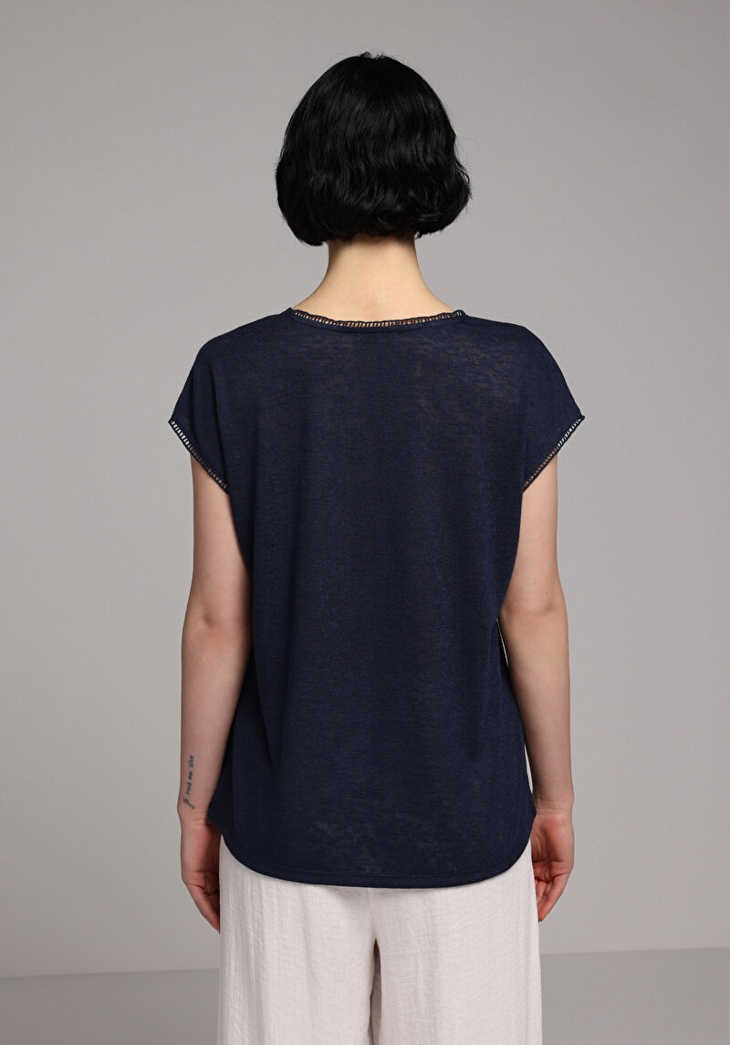 Зображення Блуза З Коротким Рукавом Жіночий Синя