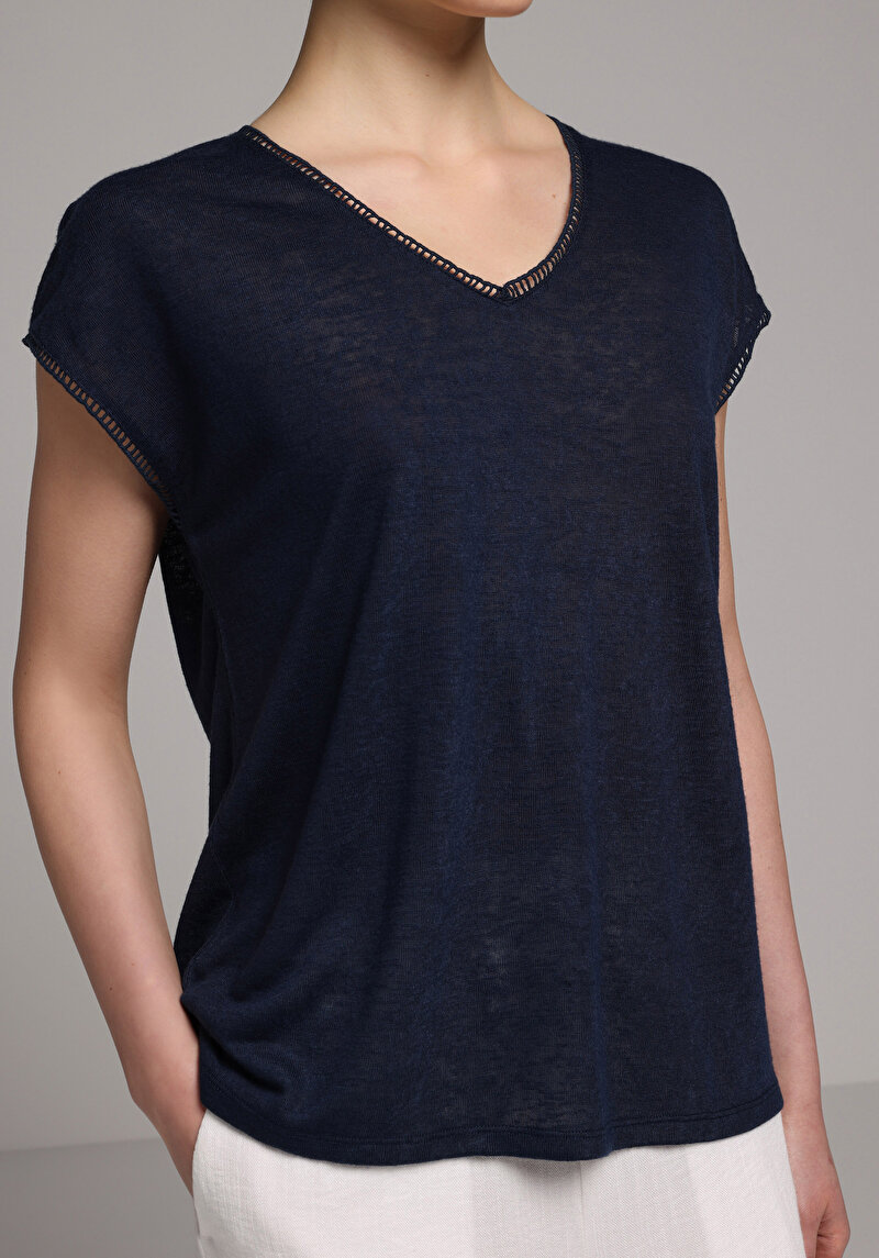 Зображення Блуза З Коротким Рукавом Жіночий Синя