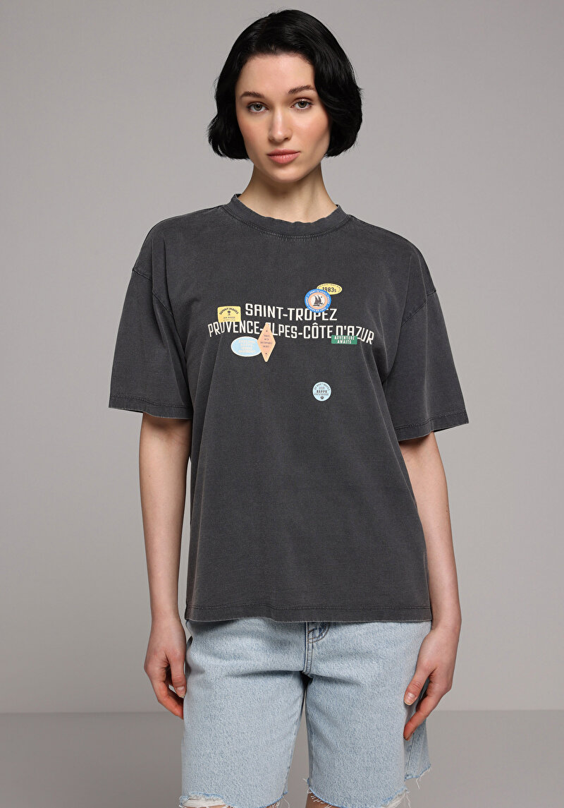 Зображення Футболка З Коротким Рукавом Жіноча Сіра