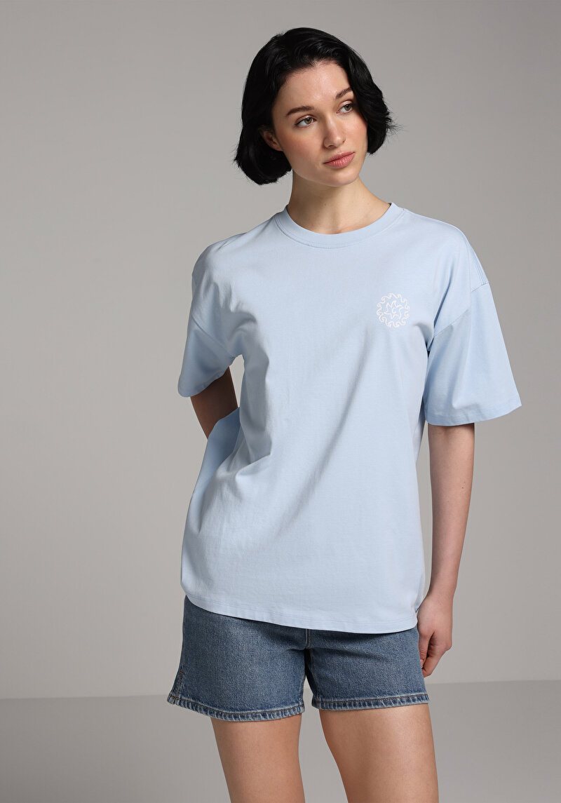 Зображення Футболка З Коротким Рукавом Жіноча Блакитна