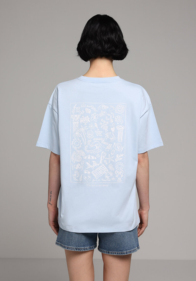 Зображення Футболка З Коротким Рукавом Жіноча Блакитна