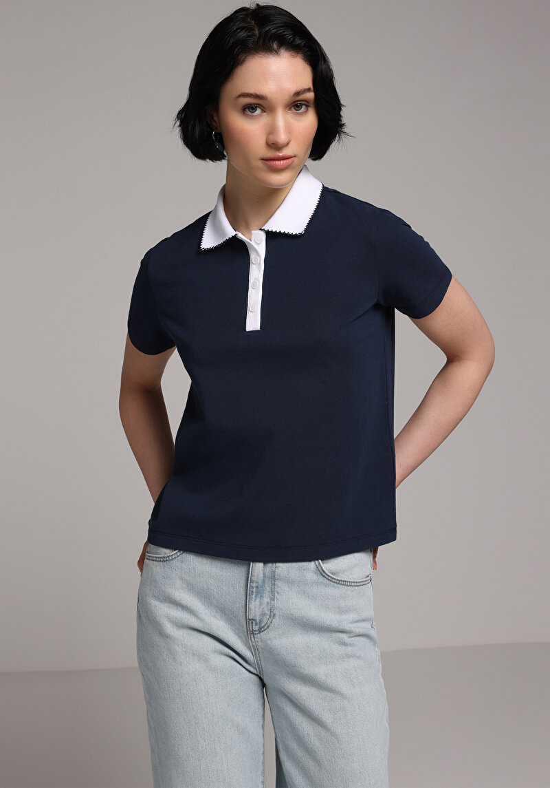 Зображення Теніска Поло З Коротким Рукавом Жіноча Синя