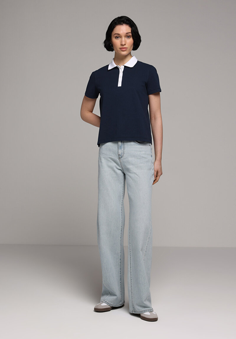 Зображення Теніска Поло З Коротким Рукавом Жіноча Синя