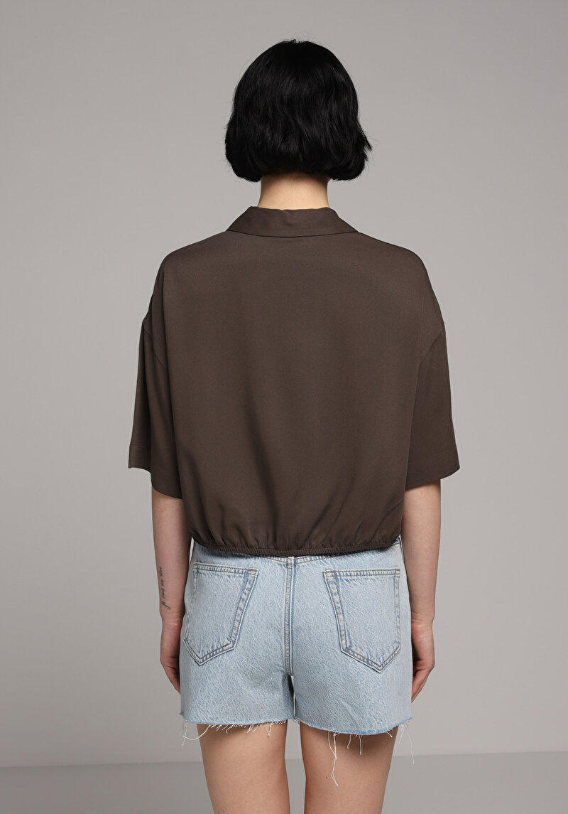 Зображення Сорочка З Коротким Рукавом Жіноча Коричнева