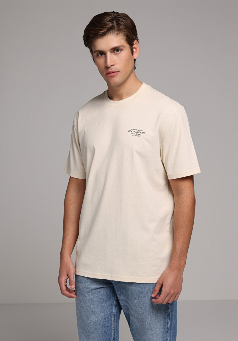 Зображення Футболка З Коротким Рукавом Чоловіча Бежева