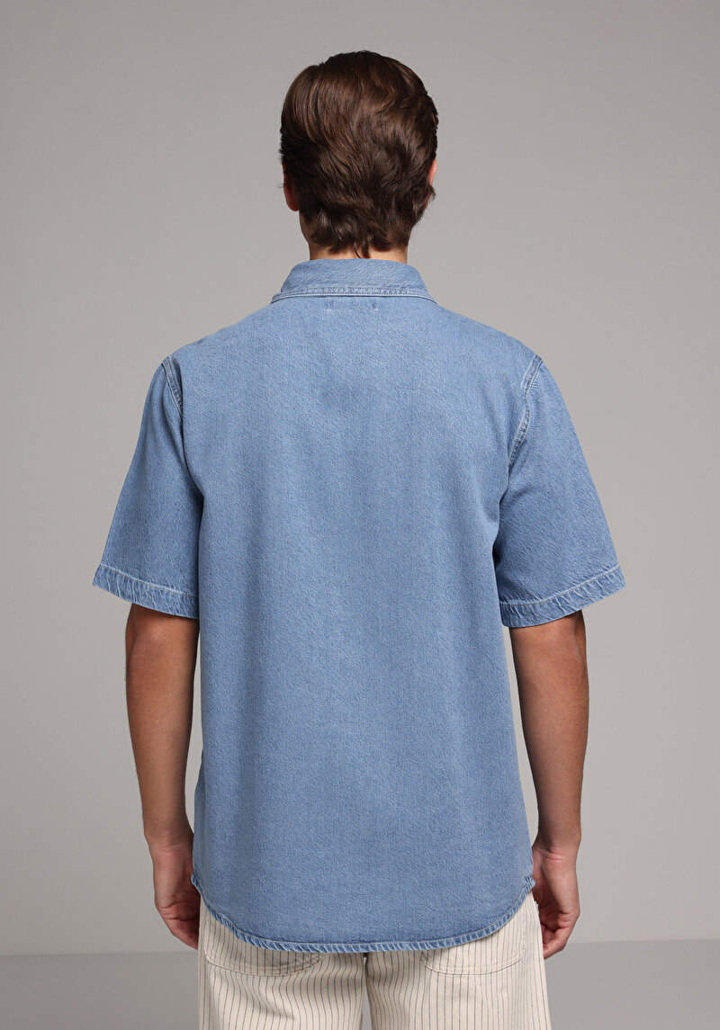 Зображення 034 Denim Chino Сорочка З Коротким Рукавом Чоловіча