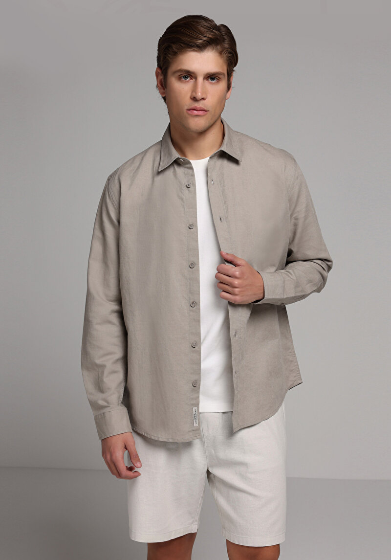 Зображення Сорочка З Довгим Рукавом Чоловіча Коричнева