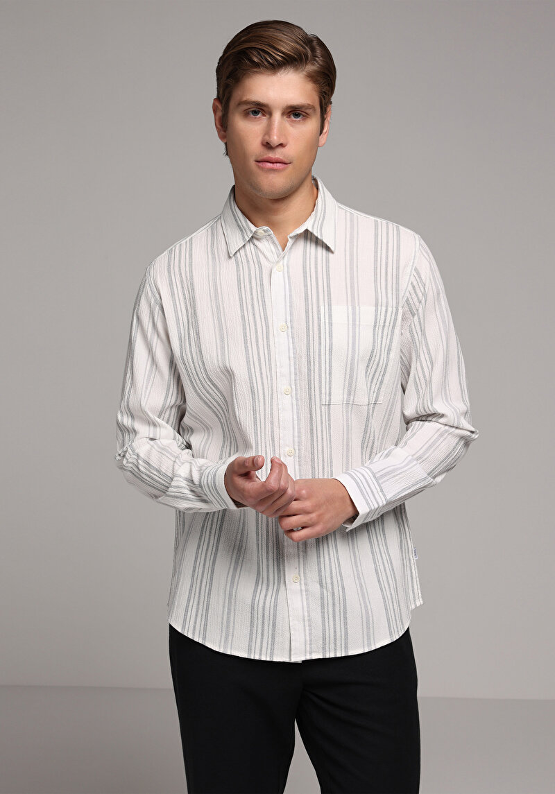 Зображення Сорочка З Довгим Рукавом Чоловіча Сіра