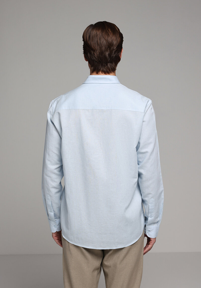 Зображення Сорочка З Довгим Рукавом Чоловіча Блакитна