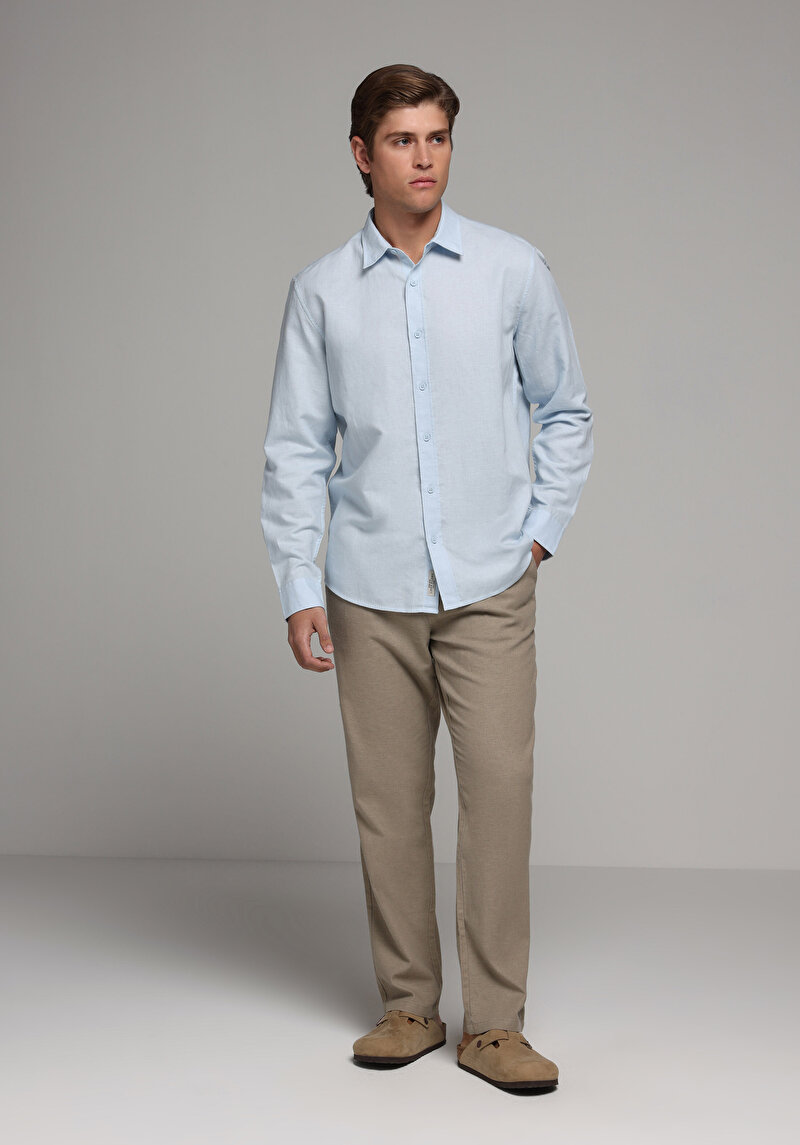 Зображення Сорочка З Довгим Рукавом Чоловіча Блакитна