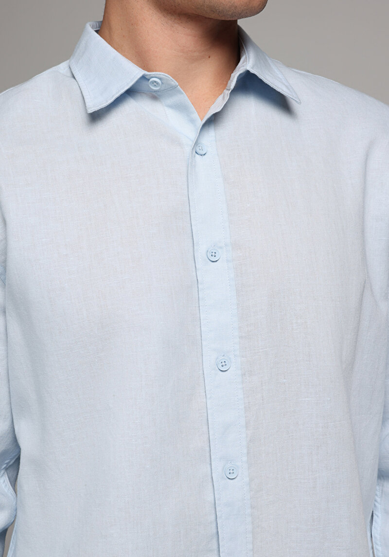 Зображення Сорочка З Довгим Рукавом Чоловіча Блакитна