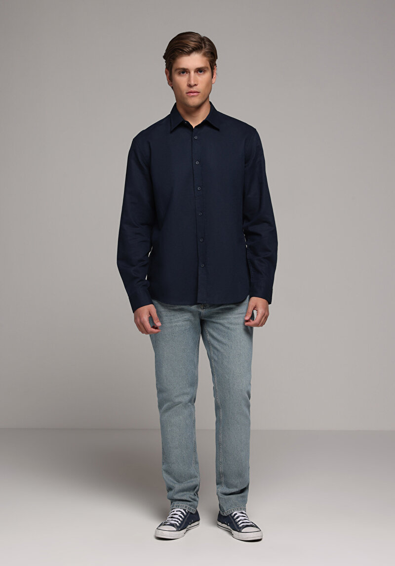 Зображення Сорочка З Довгим Рукавом Чоловіча Синя