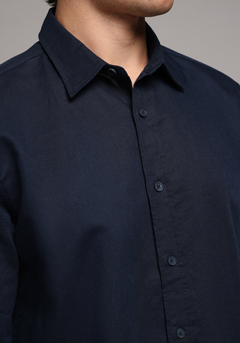 Зображення Сорочка З Довгим Рукавом Чоловіча Синя