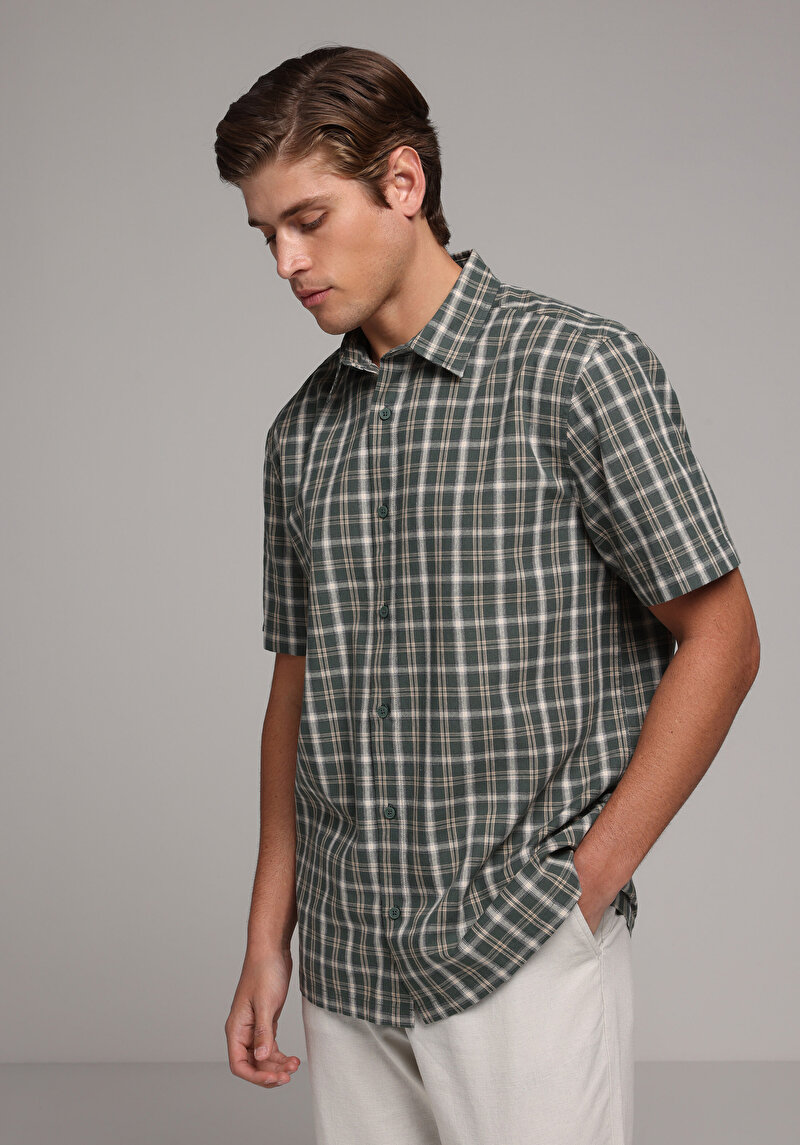 Зображення Сорочка З Коротким Рукавом Чоловіча Зелена