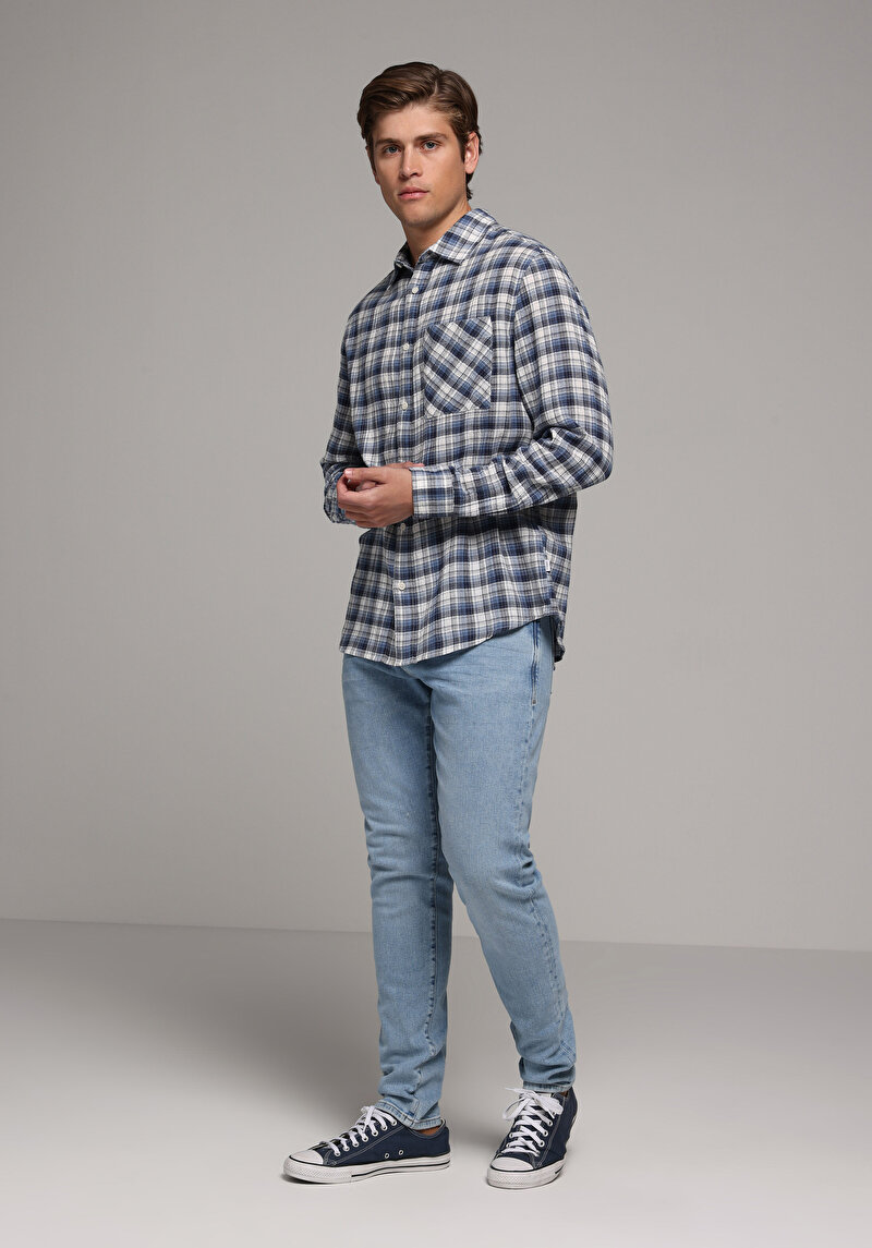 Зображення Сорочка З Довгим Рукавом Чоловіча Блакитна