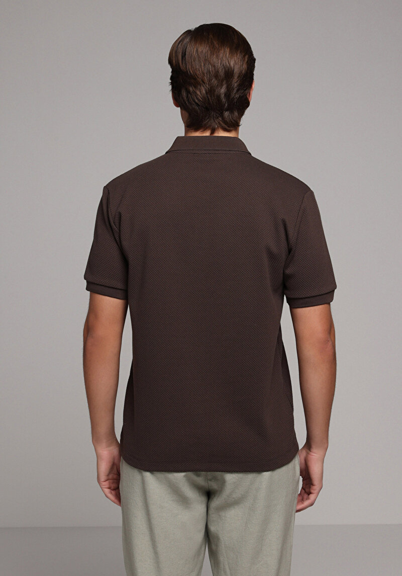 Зображення Поло З Коротким Рукавом Чоловіче Коричневе