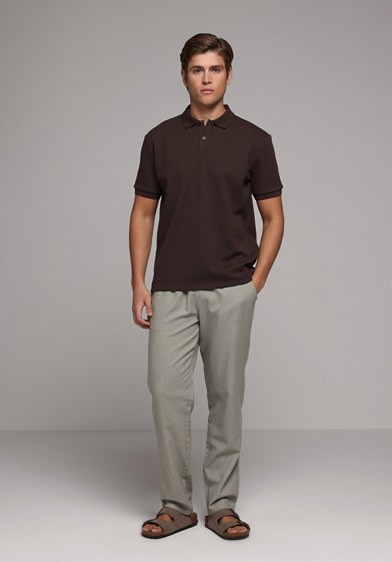 Зображення Поло З Коротким Рукавом Чоловіче Коричневе