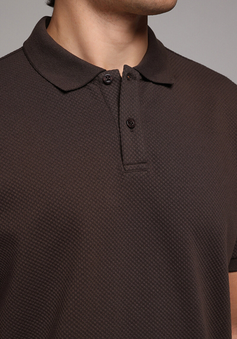 Зображення Поло З Коротким Рукавом Чоловіче Коричневе
