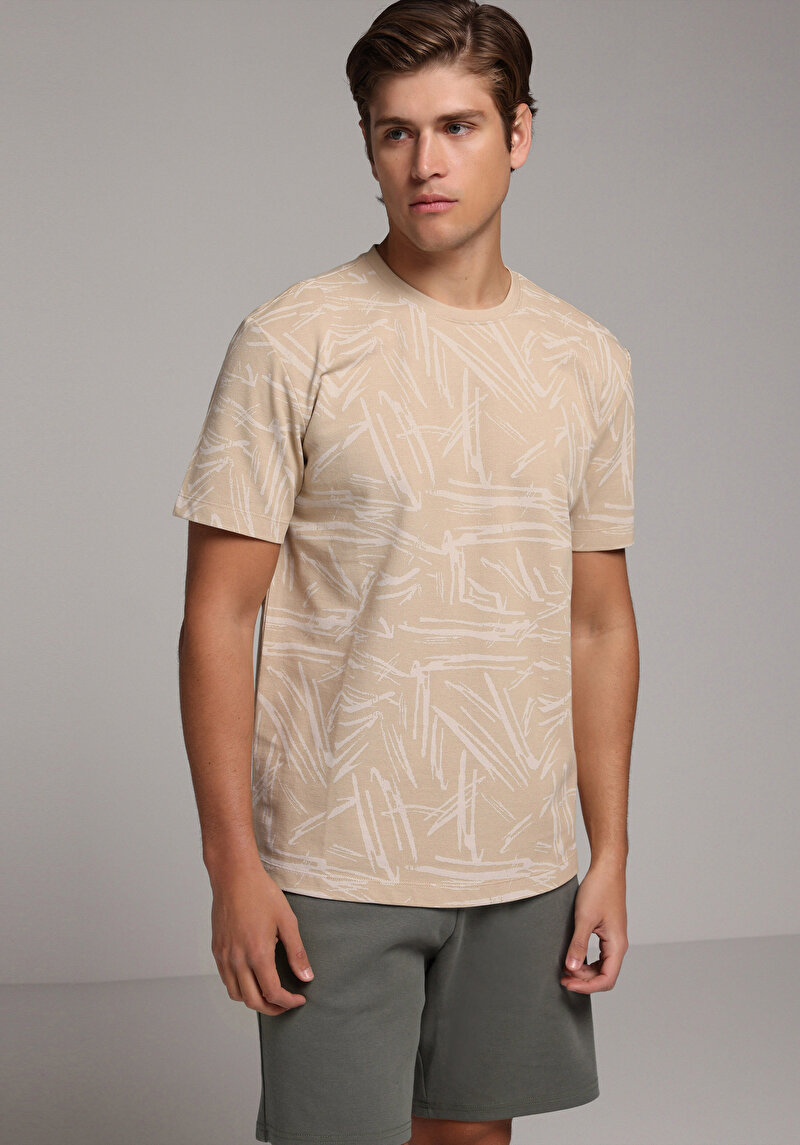 Зображення Футболка З Коротким Рукавом Чоловіча Бежева