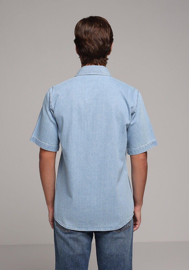 Зображення 034 Denim Chino Сорочка З Коротким Рукавом Чоловіча