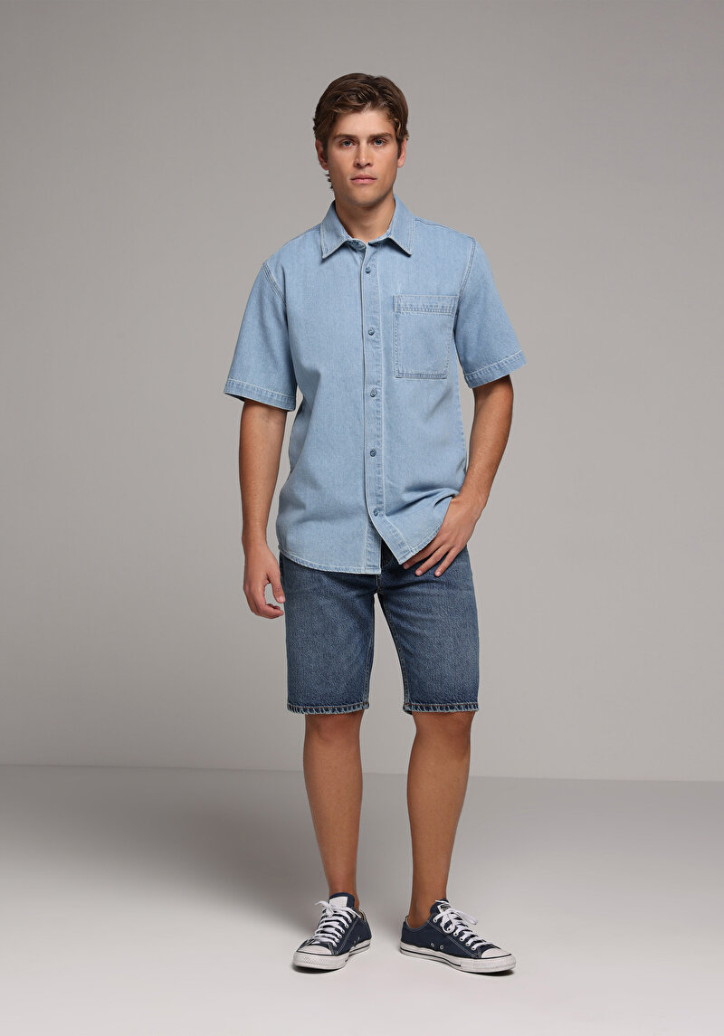 Зображення 034 Denim Chino Сорочка З Коротким Рукавом Чоловіча