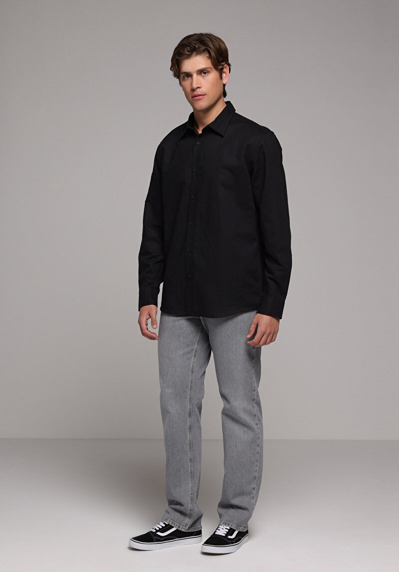 Зображення Сорочка З Довгим Рукавом Чоловіча Чорна