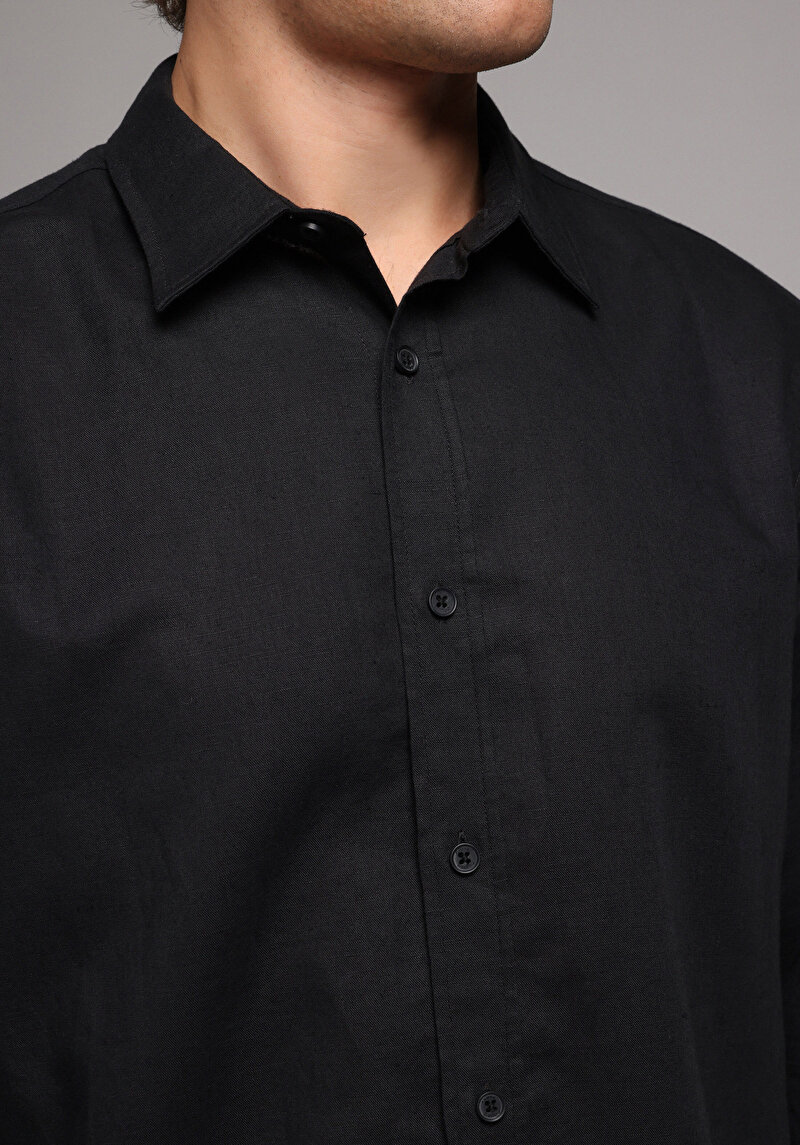 Зображення Сорочка З Довгим Рукавом Чоловіча Чорна