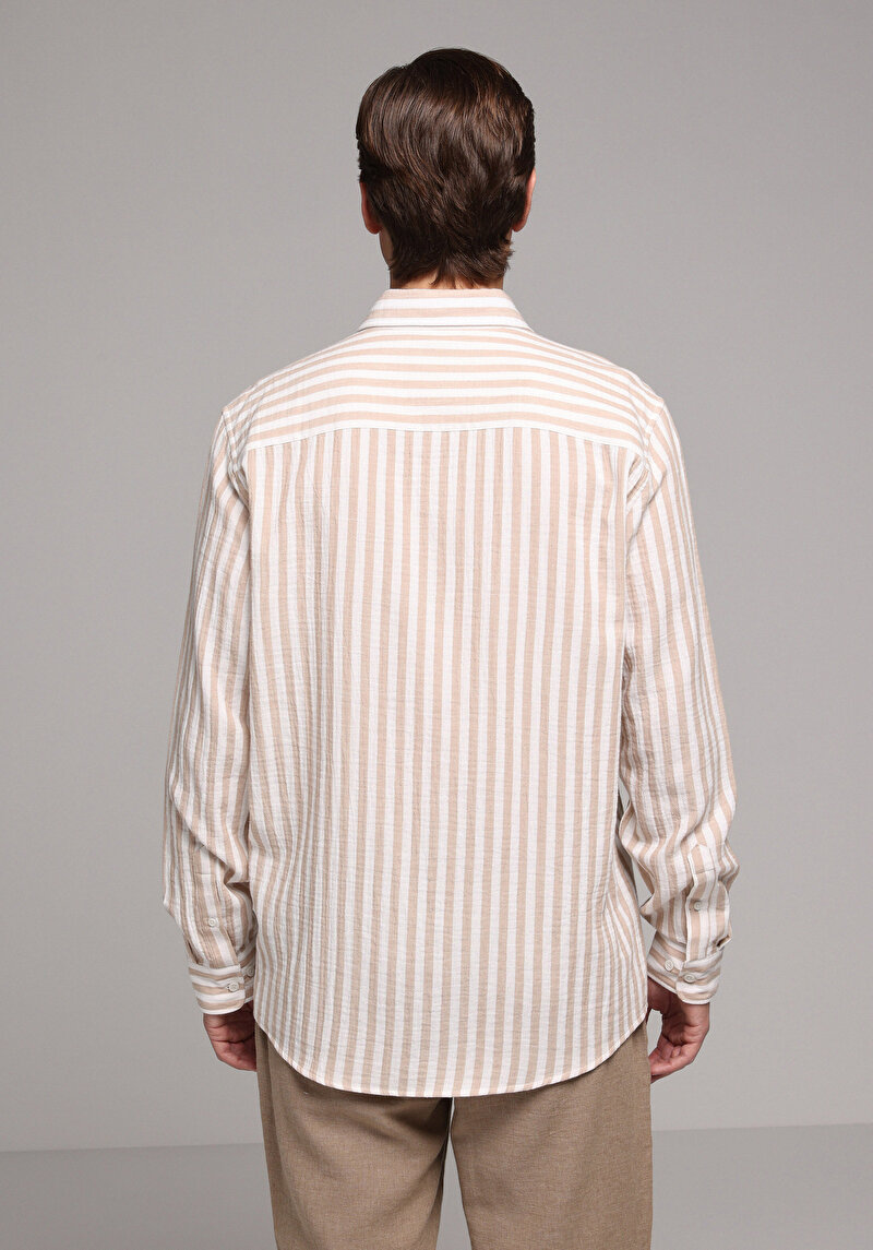 Зображення Сорочка З Довгим Рукавом Чоловіча Бежева