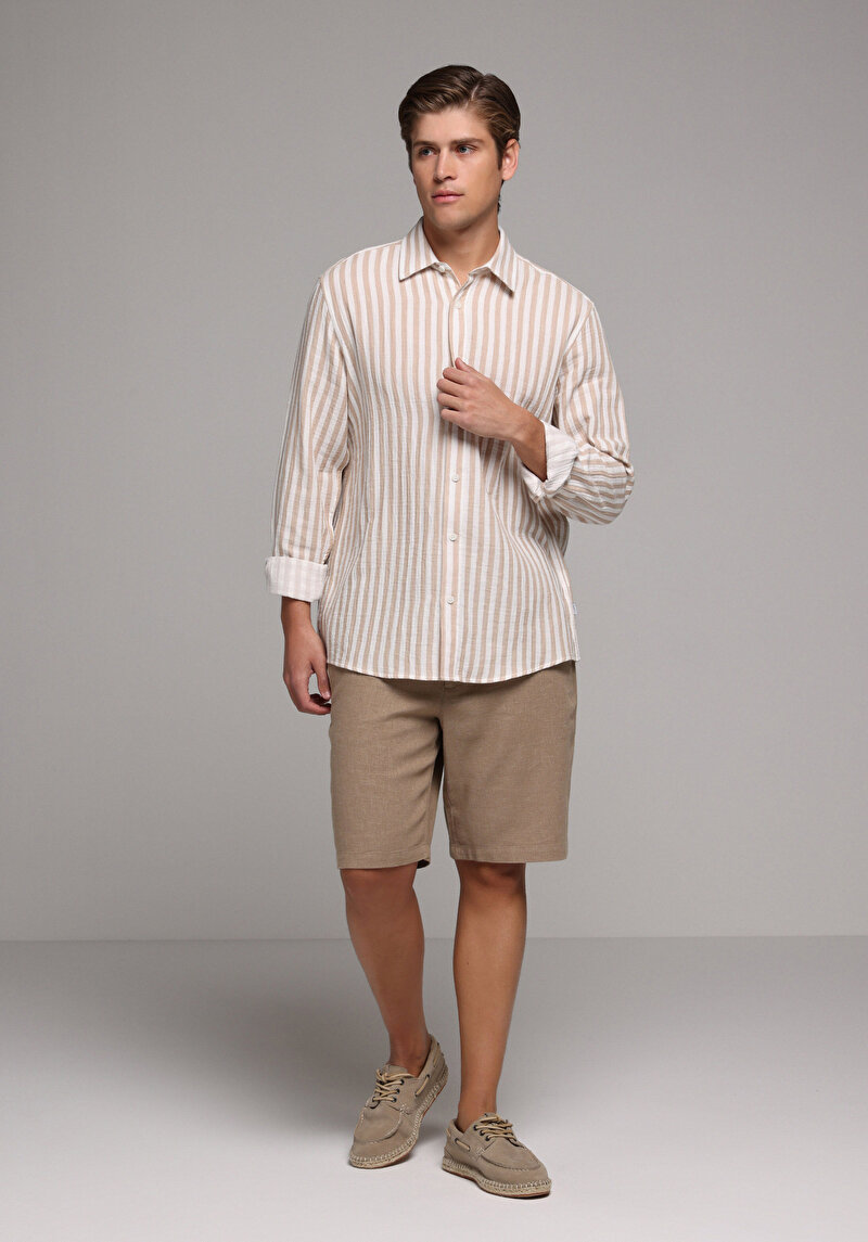 Зображення Сорочка З Довгим Рукавом Чоловіча Бежева