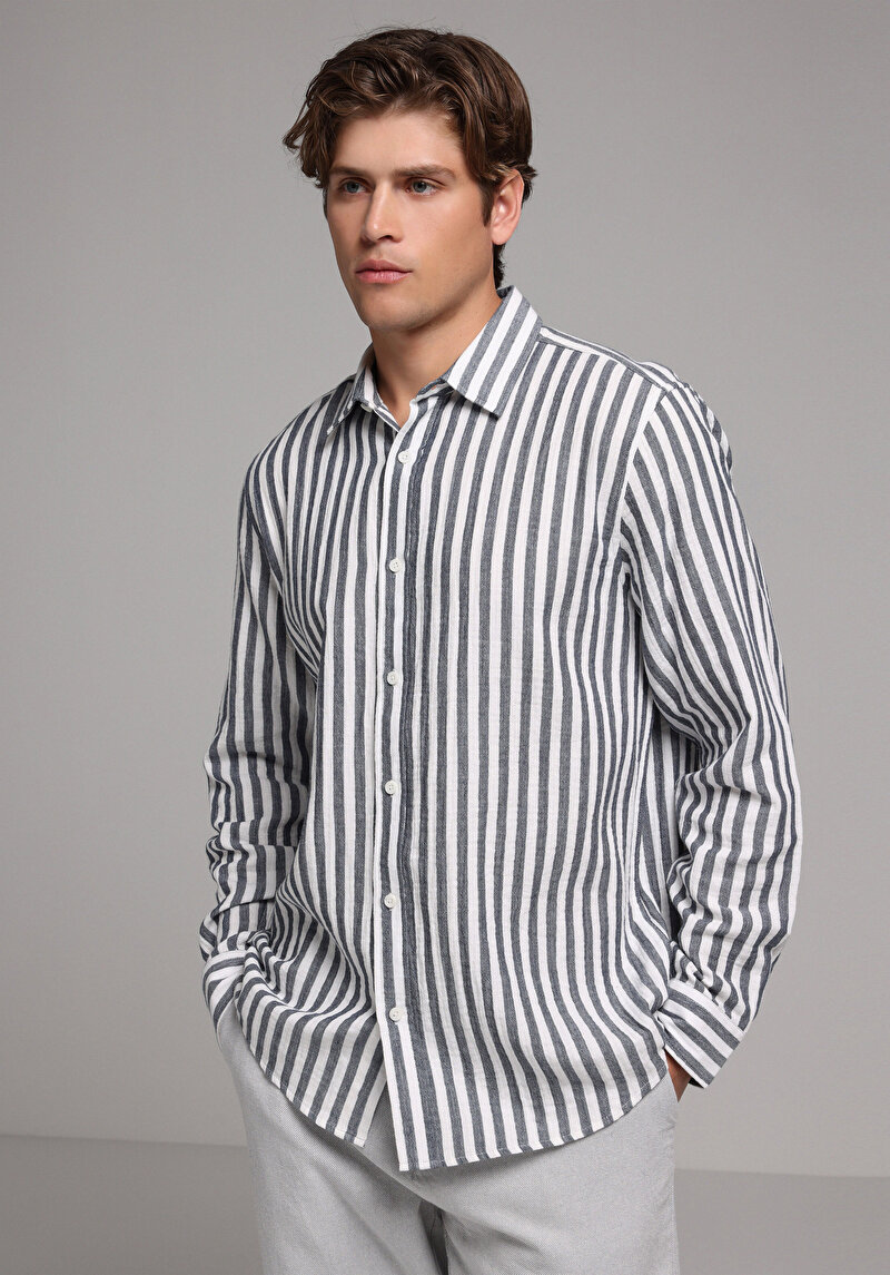 Зображення Сорочка З Довгим Рукавом Чоловіча Синя