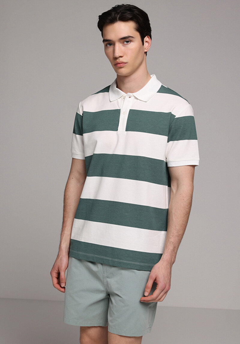 Зображення Поло З Коротким Рукавом Чоловіче Зелене