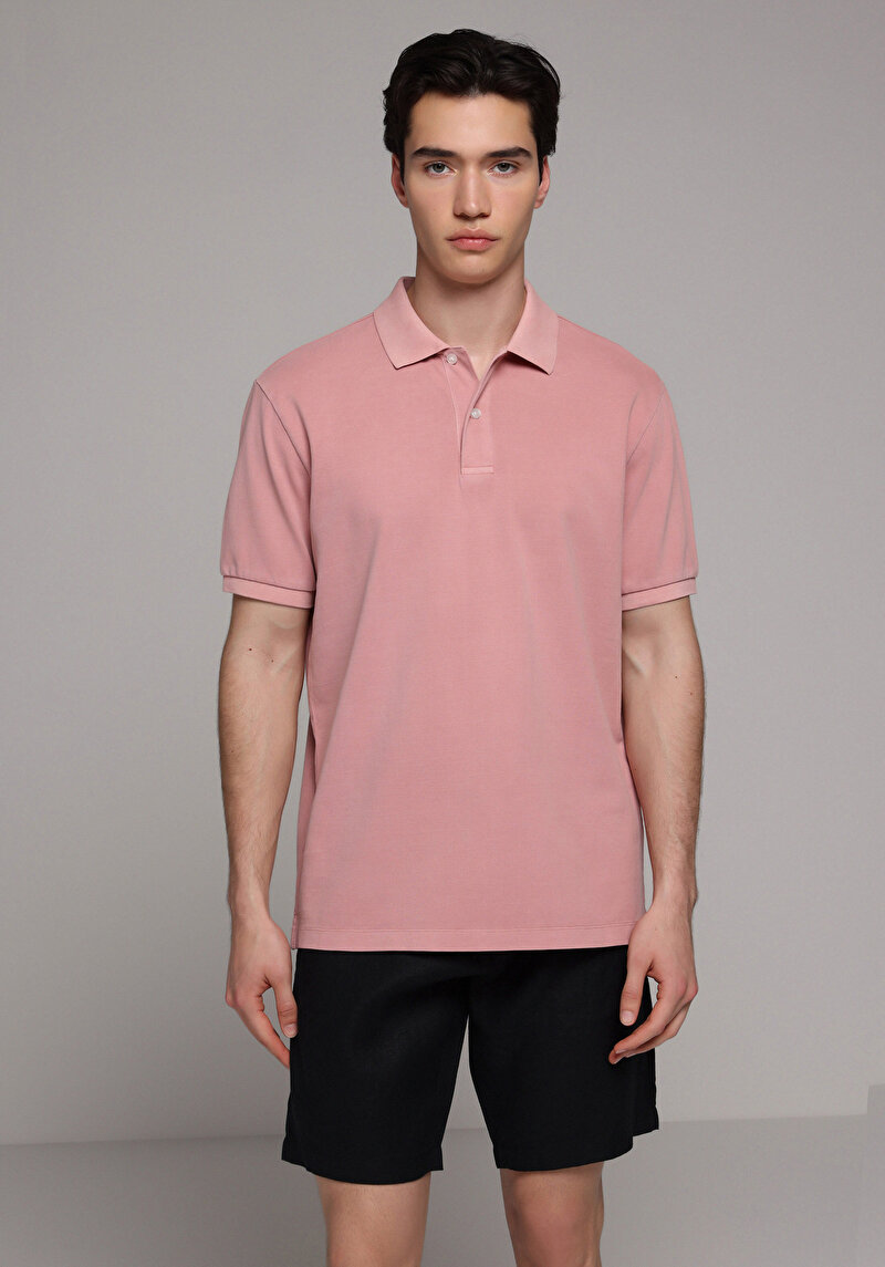 Зображення Поло З Коротким Рукавом Чоловіче Рожеве