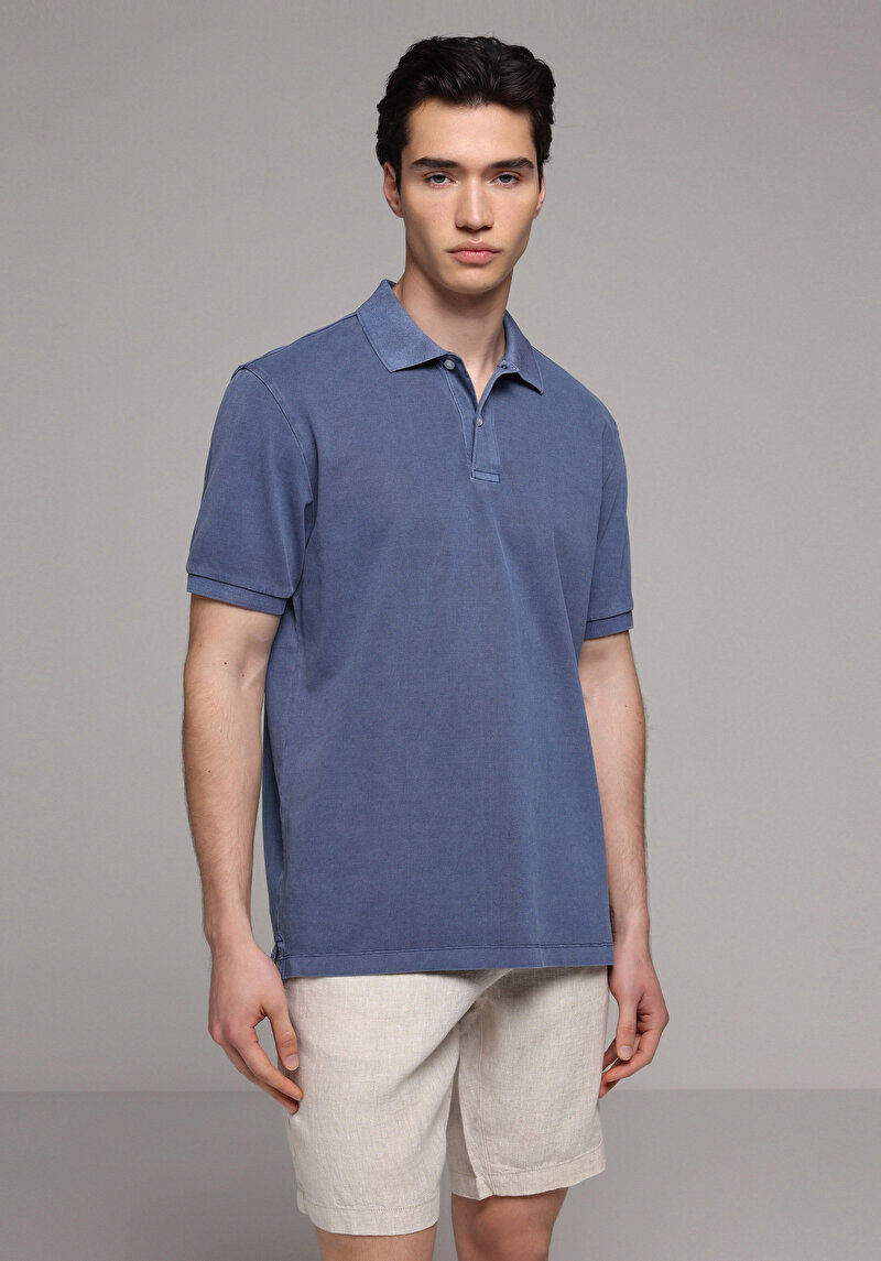 Зображення Поло З Коротким Рукавом Чоловіче Блакитне