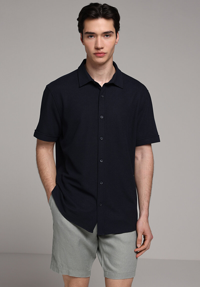 Зображення Сорочка З Коротким Рукавом Чоловіча Синя