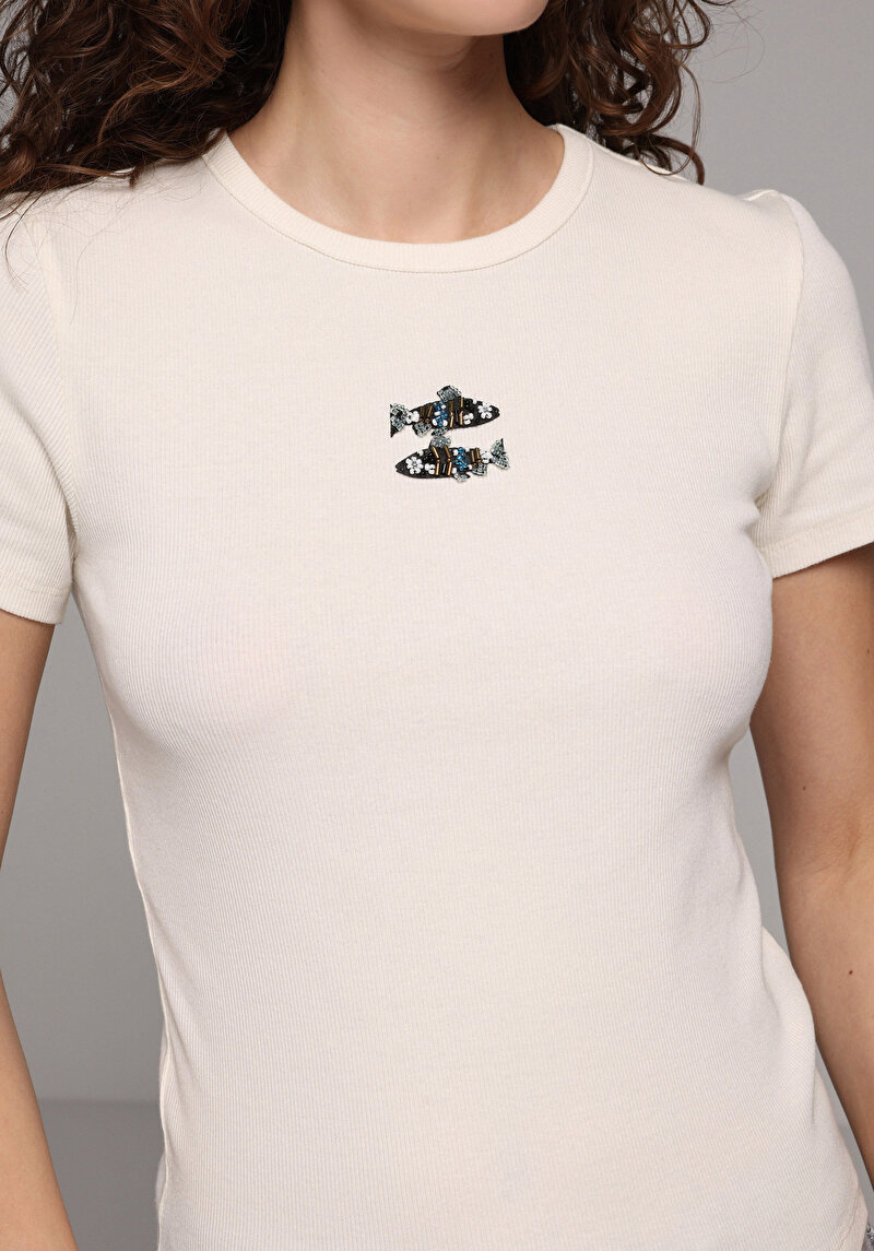 Зображення Футболка З Коротким Рукавом Жіноча Бежева