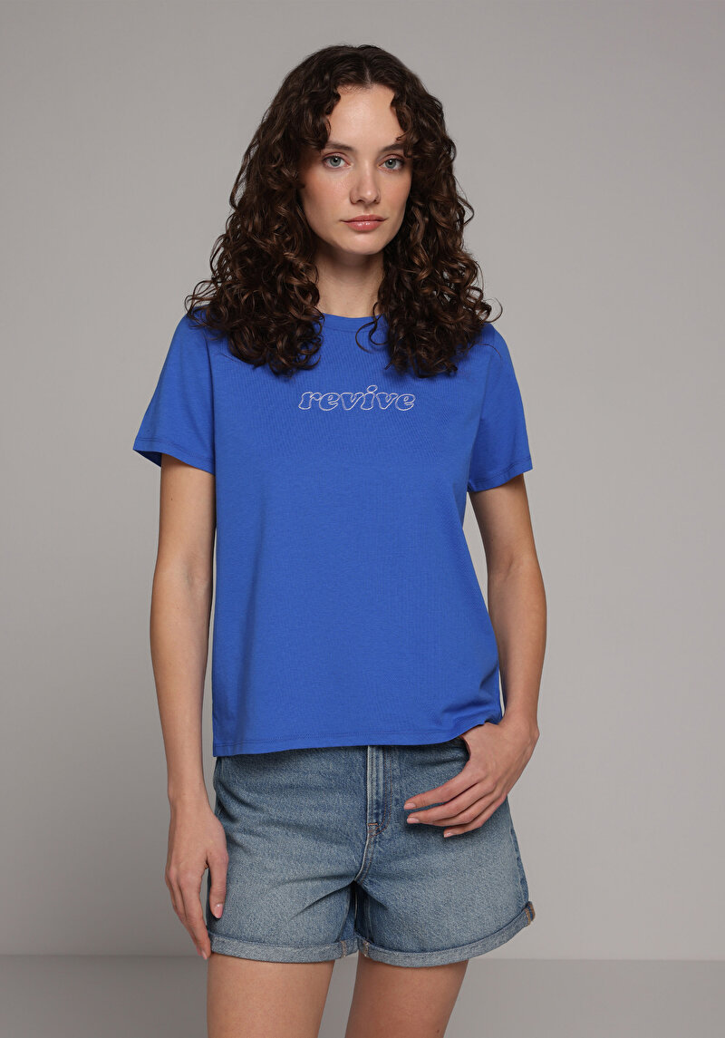 Зображення Футболка З Коротким Рукавом Жіноча Блакитна