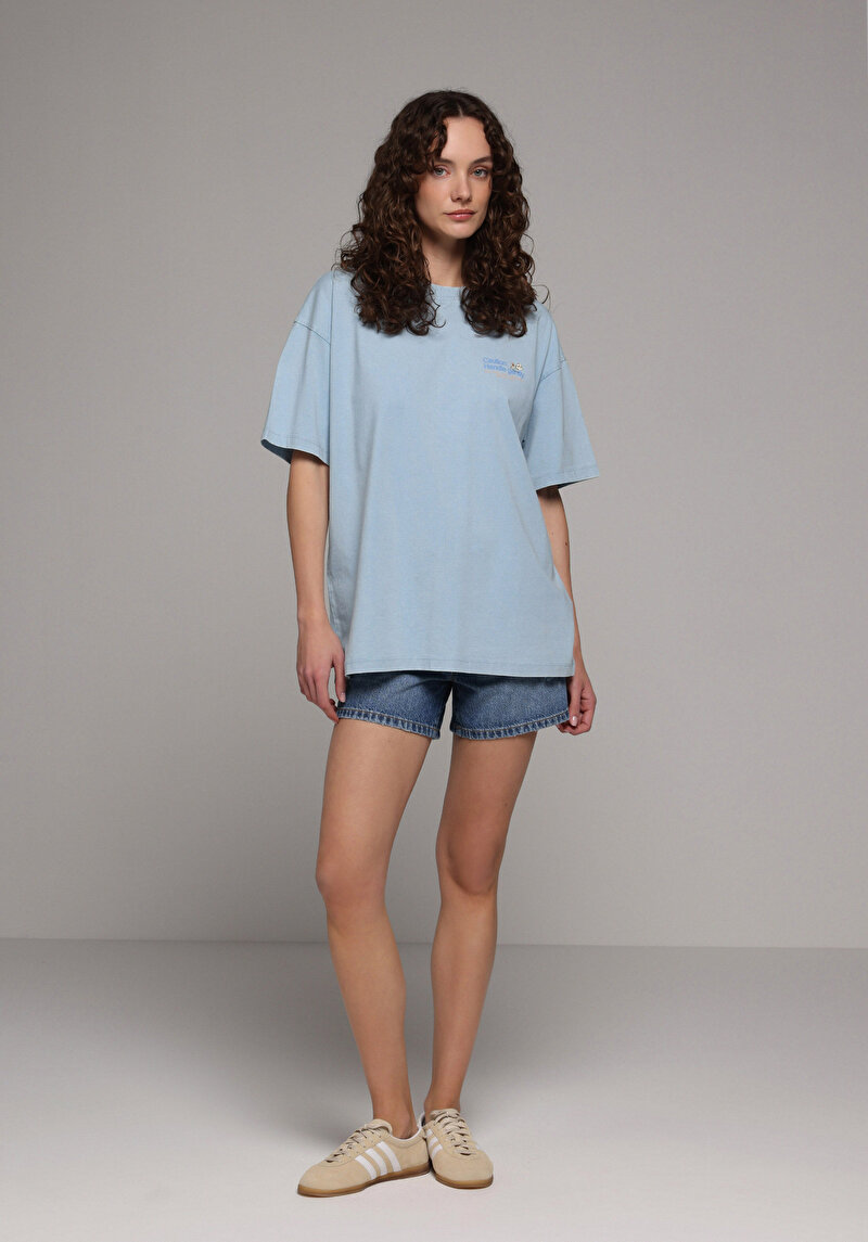 Зображення Футболка З Коротким Рукавом Жіноча Блакитна