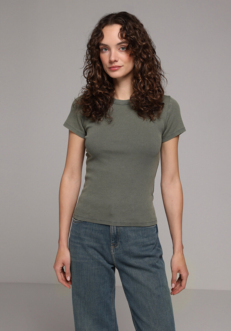 Зображення Футболка З Коротким Рукавом Жіноча Зелена