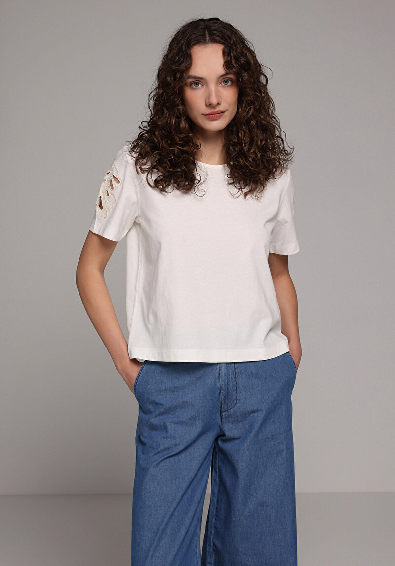 Зображення Блуза З Коротким Рукавом Жіночий Бежева