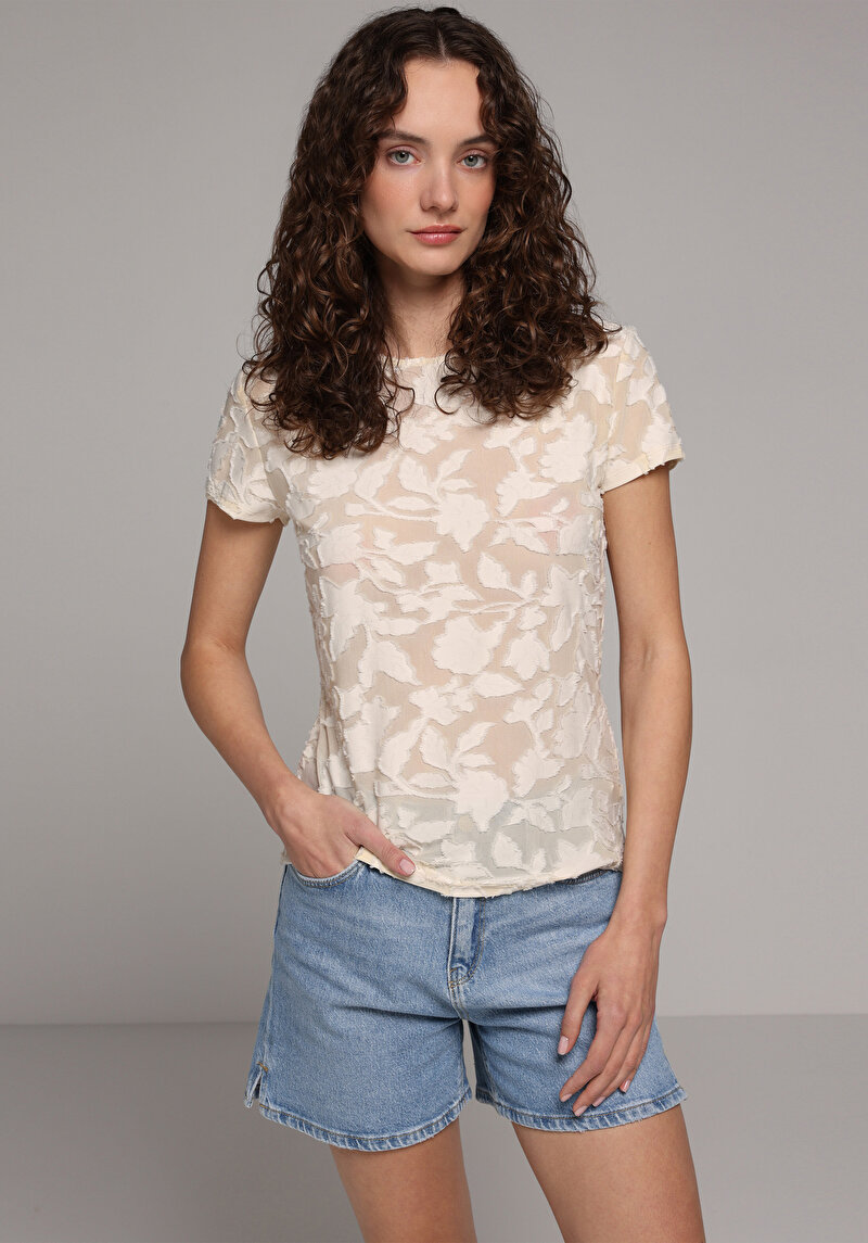 Зображення Блуза З Коротким Рукавом Жіночий Бежева